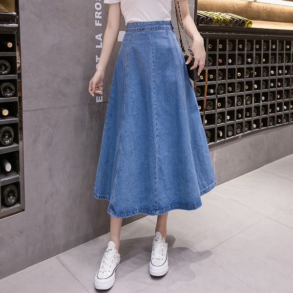 zoki elegant women denim skirt 2020 autumn high waist zipper female jean long skirt a line loose korean blue cotton faldas mujer, Black
zoki elegant women denim skirt 2020 autumn high waist zipper female jean long skirt a line loose korean blue cotton faldas mujer, Black