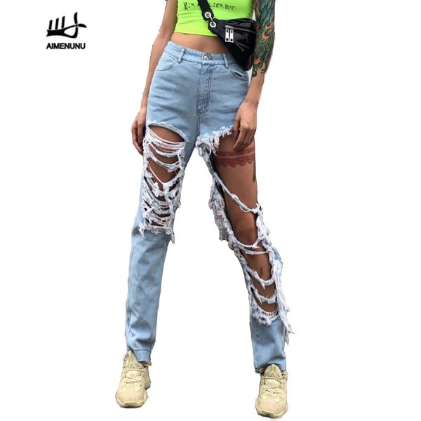 aimenunu denim trouser for women high waist ripped hole tassel jeans female large size streetwear fashion 2019 summer tide, Blue
aimenunu denim trouser for women high waist ripped hole tassel jeans female large size streetwear fashion 2019 summer tide, Blue