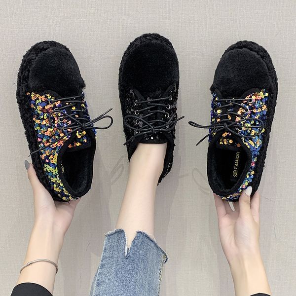 round toe casual woman platform shoes loafers fur dress flats women glitter comfortable new cross cross-tied pu bling solid, Black
round toe casual woman platform shoes loafers fur dress flats women glitter comfortable new cross cross-tied pu bling solid, Black