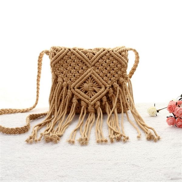 women knitted hollow out shoulder bags handmade cotton rope tassels handbags fashion female woven tassel crossbody bags
women knitted hollow out shoulder bags handmade cotton rope tassels handbags fashion female woven tassel crossbody bags