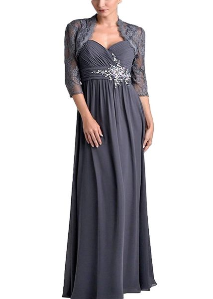 setwell two pieces sweetheart a-line mother of the bride dress 3/4 sleeves floor length lace chiffon wedding guest gown with jacket, Black;red
setwell two pieces sweetheart a-line mother of the bride dress 3/4 sleeves floor length lace chiffon wedding guest gown with jacket, Black;red