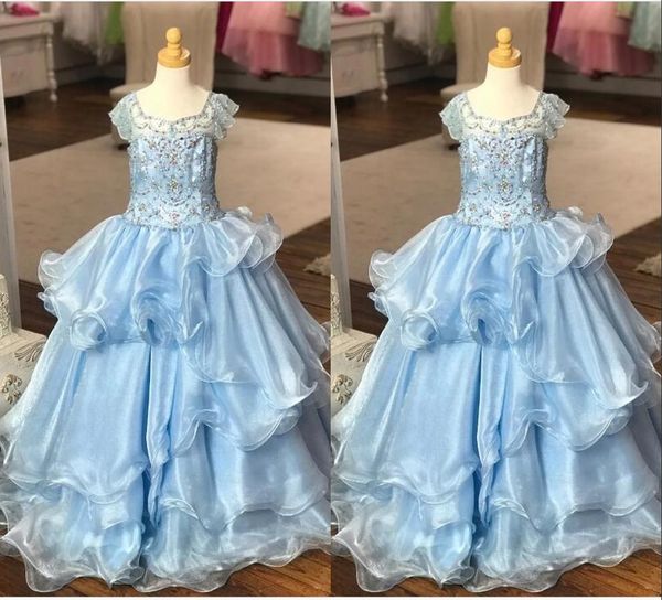 rhinestone beading girls pageant dresses piping tiered ruffles princess for girls special occasion long flower girl dress for wedding party, White;blue
rhinestone beading girls pageant dresses piping tiered ruffles princess for girls special occasion long flower girl dress for wedding party, White;blue