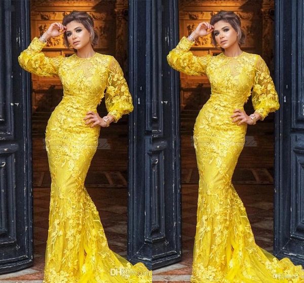bright yellow mermaid evening dresses long sleeves jewel lace applique floor length prom dress evening gowns abendkleider robes de soirée, Black;red
bright yellow mermaid evening dresses long sleeves jewel lace applique floor length prom dress evening gowns abendkleider robes de soirée, Black;red