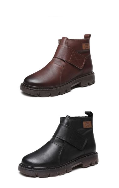 thick sole cowhide women's casual boots women's martin boots with hook&loop retro women's ankle boots, Black
thick sole cowhide women's casual boots women's martin boots with hook&loop retro women's ankle boots, Black