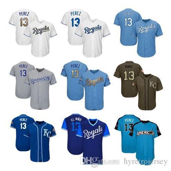 men women youth royals jerseys 13 perez jersey baseball jersey white gray grey blue gold green salute to service players weekend all-star, Black
men women youth royals jerseys 13 perez jersey baseball jersey white gray grey blue gold green salute to service players weekend all-star, Black