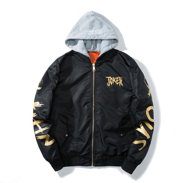 street tide men's flight bomber jacket male pilot demountable hooded jackets baseball outwear gold letters coat hip-hop, Black;brown 
street tide men's flight bomber jacket male pilot demountable hooded jackets baseball outwear gold letters coat hip-hop, Black;brown