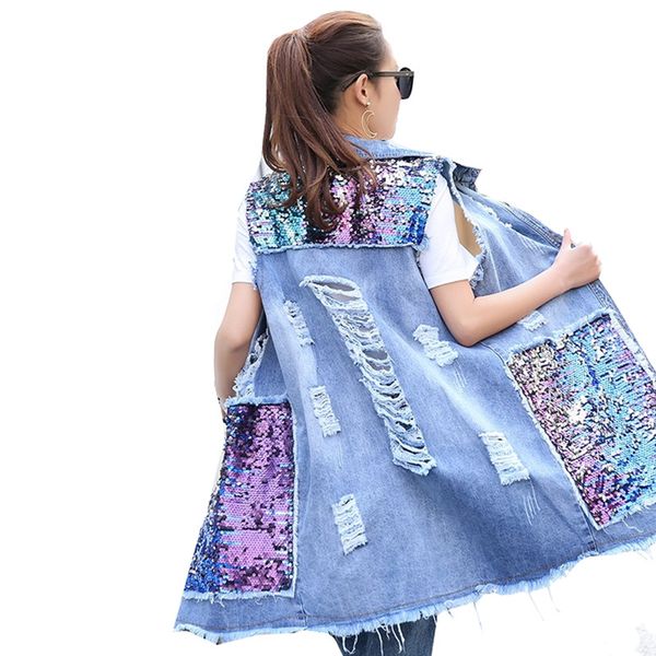 2019spring summer long cardigan denim jacket sequined sleeveless jeans jacket female hole coats women vest cowboy coat plus size, Black;white
2019spring summer long cardigan denim jacket sequined sleeveless jeans jacket female hole coats women vest cowboy coat plus size, Black;white