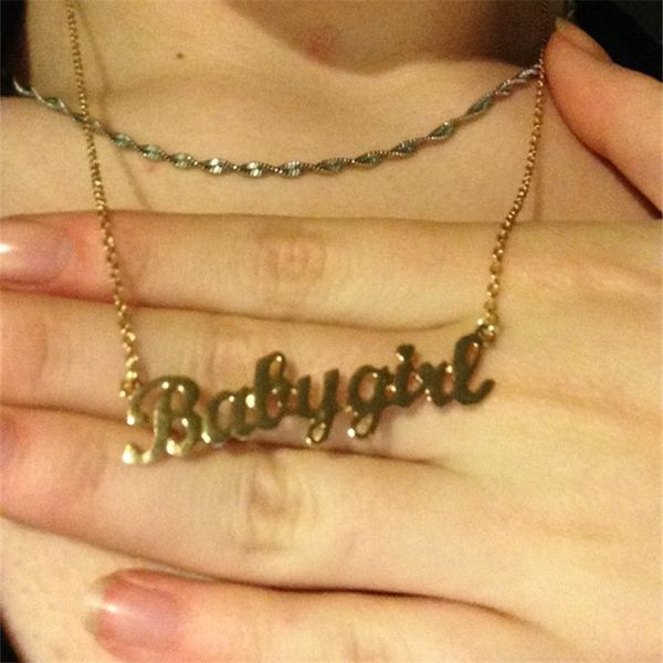 american style titanium steel baby girl letter necklace necklace accessories, Silver
american style titanium steel baby girl letter necklace necklace accessories, Silver
