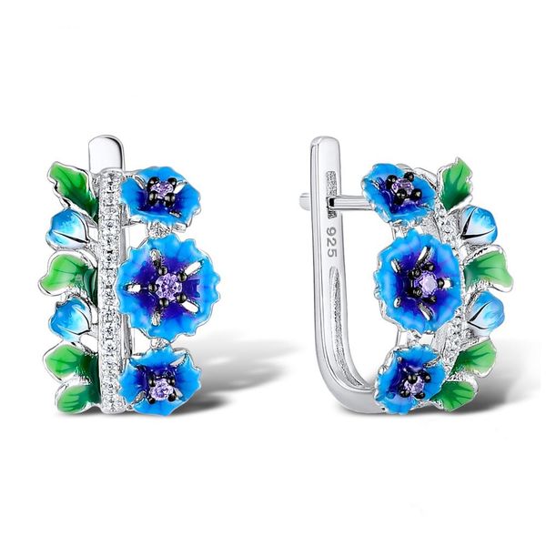 new trendy elegant blue enamel blooming flower dangle earrings for women cubic zirconia bridal wedding earrings fashion jewelry, Silver
new trendy elegant blue enamel blooming flower dangle earrings for women cubic zirconia bridal wedding earrings fashion jewelry, Silver