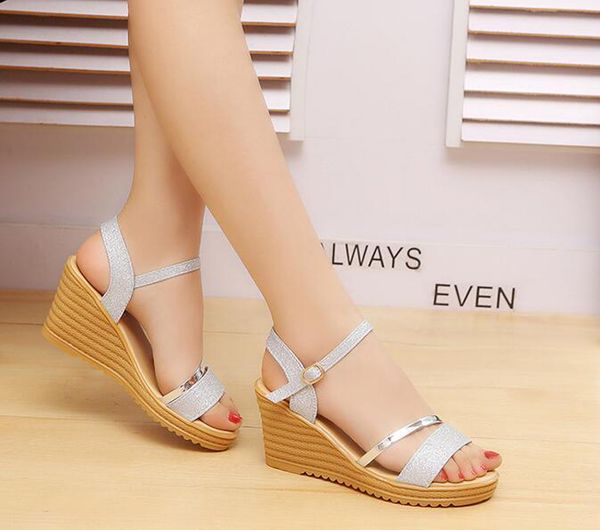 summer gold women sandals fashion high heels bling buckle gladiator sandals platform wedge shoes women, Black
summer gold women sandals fashion high heels bling buckle gladiator sandals platform wedge shoes women, Black