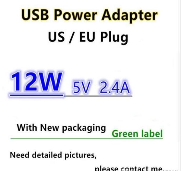 100pc Lot Oem With New Packaging Eu U Plug 12w U B Power Adapter Ac Home Wall Charger 5 2v 2 4a With Logo