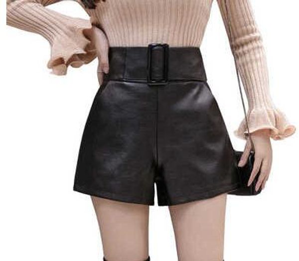 women's shorts women pu faux leather high waist wide leg short ladies plus size black belted femme dv786`, White;black
women's shorts women pu faux leather high waist wide leg short ladies plus size black belted femme dv786`, White;black
