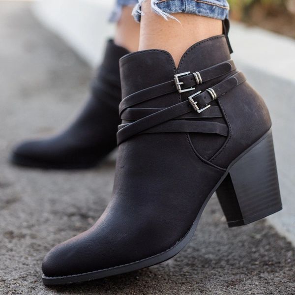 vintage boots women buckle pu shoes women short boots square heels fashion pointed toe ankle botas mujer invierno 2019, Black
vintage boots women buckle pu shoes women short boots square heels fashion pointed toe ankle botas mujer invierno 2019, Black