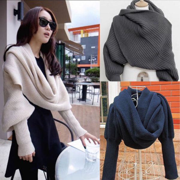 2018 new winter wool scarves women with sleeves knitted scarf shawls thick warm high-end fashion knitting long soft wraps, Blue;gray
2018 new winter wool scarves women with sleeves knitted scarf shawls thick warm high-end fashion knitting long soft wraps, Blue;gray
