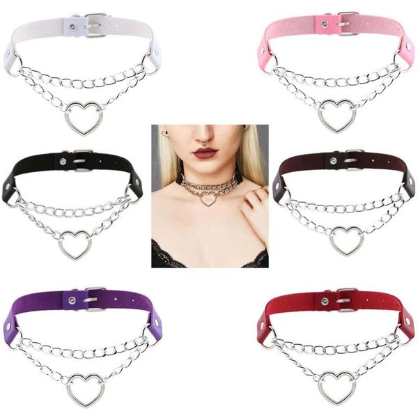 punk metal choker collar necklaces for women goth leather chain trendy geometric necklace heart pendant multi-layer necklace, Golden;silver
punk metal choker collar necklaces for women goth leather chain trendy geometric necklace heart pendant multi-layer necklace, Golden;silver