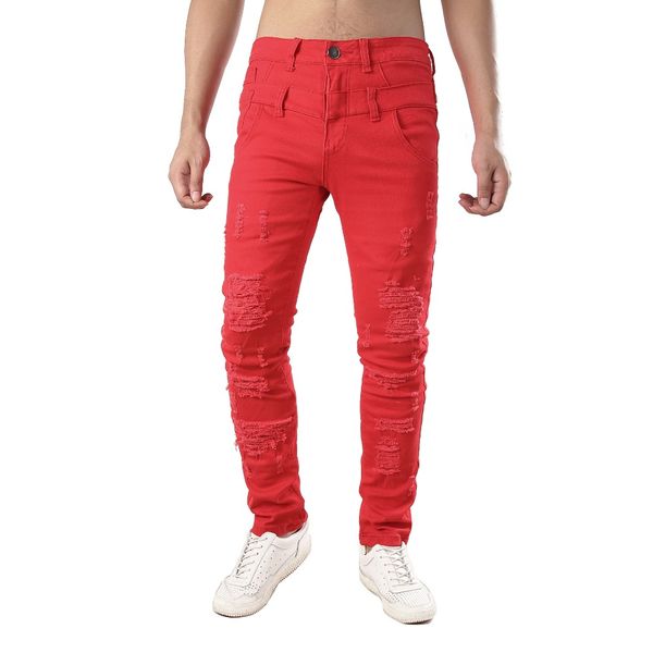yuanl sh new stretch jeans mens skinny ripped slim fit stretched denim distress frayed biker scratched male trouser pants, Blue
yuanl sh new stretch jeans mens skinny ripped slim fit stretched denim distress frayed biker scratched male trouser pants, Blue