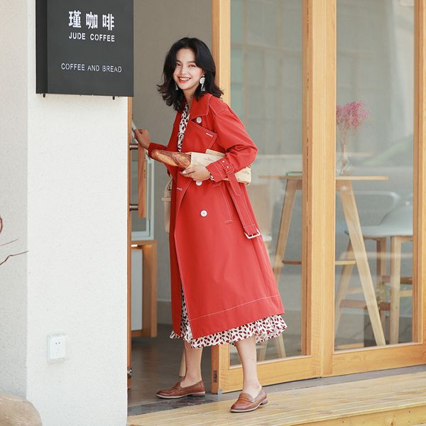 woman autumn 2020 long windbreaker double-breasted sashes slim coat windbreaker female, Tan;black
woman autumn 2020 long windbreaker double-breasted sashes slim coat windbreaker female, Tan;black
