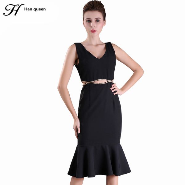 h han queen bodycon sheath dresses womens sleeveless black v-neck stitching fashion slim package hip mermaid party dress, Black;pink
h han queen bodycon sheath dresses womens sleeveless black v-neck stitching fashion slim package hip mermaid party dress, Black;pink