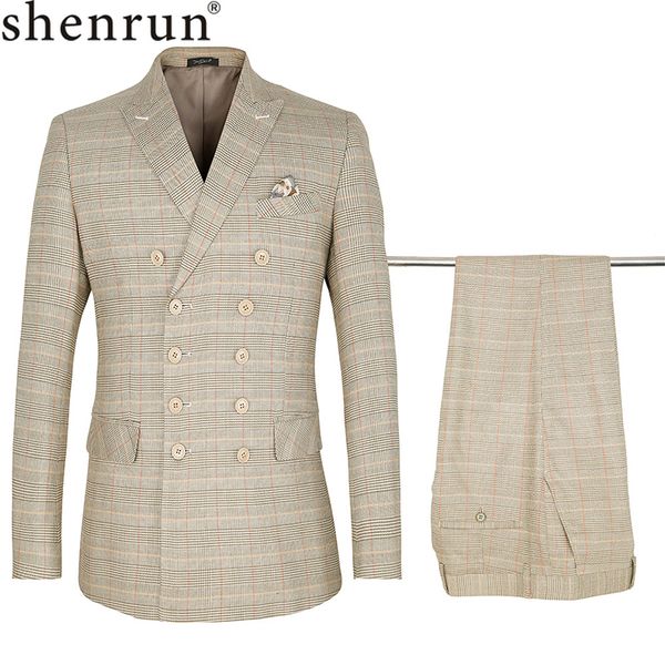 shenrun men 2 pieces suit slim fit khaki checked double breasted jacket pants wedding groom formal business spring autumn suits, White;black
shenrun men 2 pieces suit slim fit khaki checked double breasted jacket pants wedding groom formal business spring autumn suits, White;black