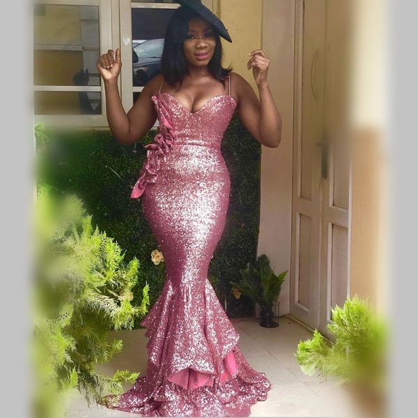 rose gold sequined prom dresses spaghetti straps mermaid evening dress african women formal wear party gowns zipper back vestidos, Black
rose gold sequined prom dresses spaghetti straps mermaid evening dress african women formal wear party gowns zipper back vestidos, Black