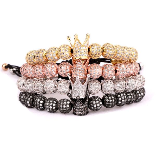 men women jewelry bracelet 8mm cz micro pave ball crown adjustable beads bracelet, Black
men women jewelry bracelet 8mm cz micro pave ball crown adjustable beads bracelet, Black