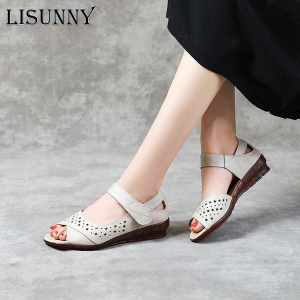 lisunny fashion women sandals summer flat open toe sandals genuine leather non-slip hollow out mother sandalia feminina, Black
lisunny fashion women sandals summer flat open toe sandals genuine leather non-slip hollow out mother sandalia feminina, Black
