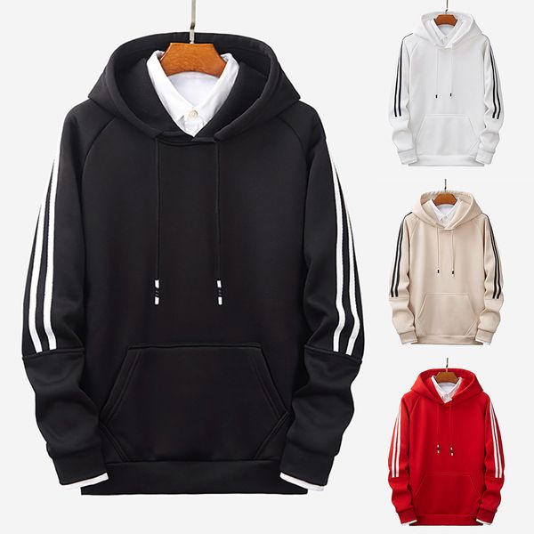 men's sports hoodides pure color stripe stitching comfortable guards blouse sweatshirt pullover women loose hoodies sweatshirts, Black
men's sports hoodides pure color stripe stitching comfortable guards blouse sweatshirt pullover women loose hoodies sweatshirts, Black