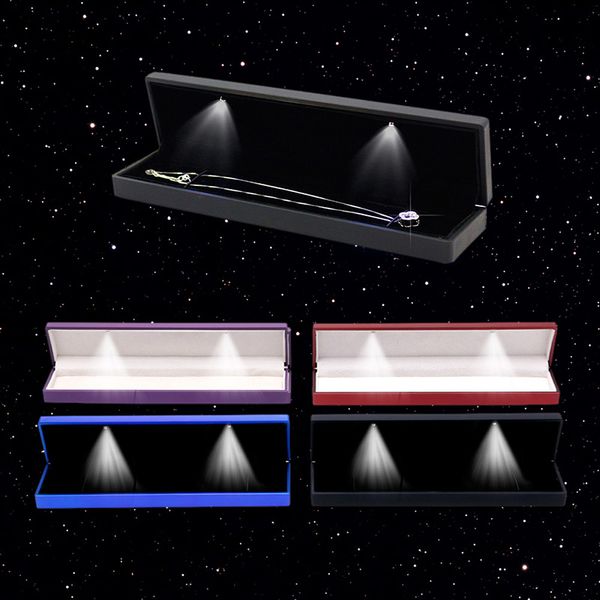 led light velvet long boxes necklace box wedding jewelry gift box 
led light velvet long boxes necklace box wedding jewelry gift box