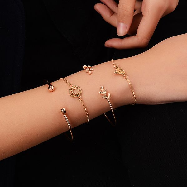 creative new jewelry for women set leaves knotted open bracelet four-piece set ornament, Black
creative new jewelry for women set leaves knotted open bracelet four-piece set ornament, Black