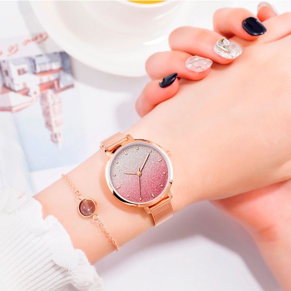 fashion simple ladies watch gradient color cool frosted dial women quartz wristwatch metal mesh belt bracelet watch clock ad, Slivery;brown
fashion simple ladies watch gradient color cool frosted dial women quartz wristwatch metal mesh belt bracelet watch clock ad, Slivery;brown