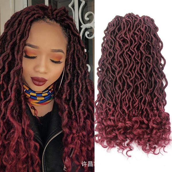

20 Inch 22 Strands/Pack Goddess Faux Locs Crochet Hair Extentions With Curly Ends Dreadlocks Crochet Braids Hair Extentions Synthetic Hair