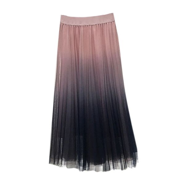 women autumn pleated skirt mesh chic gradient color elastic waist casual female skirt 88, Black
women autumn pleated skirt mesh chic gradient color elastic waist casual female skirt 88, Black