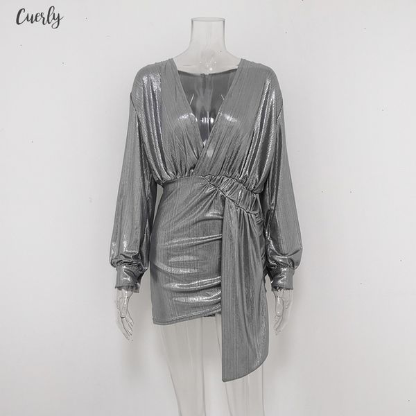 new metal color party dress winter long sleeve deep v neck wrap mini dress chic plus size xxl pleated club dress, Black;gray
new metal color party dress winter long sleeve deep v neck wrap mini dress chic plus size xxl pleated club dress, Black;gray