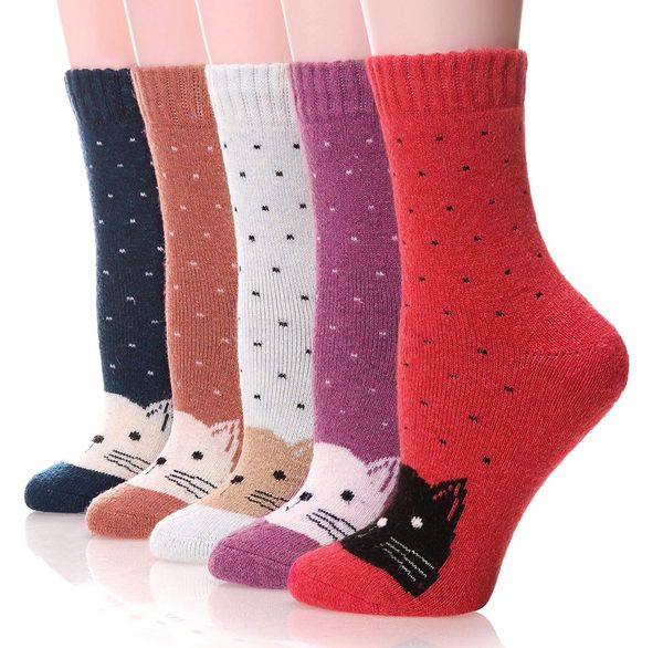 5 pack womens wool socks fuzzy thick heavy thermal winter soft cozy warm cute crew socks for cold weather, Black;white
5 pack womens wool socks fuzzy thick heavy thermal winter soft cozy warm cute crew socks for cold weather, Black;white