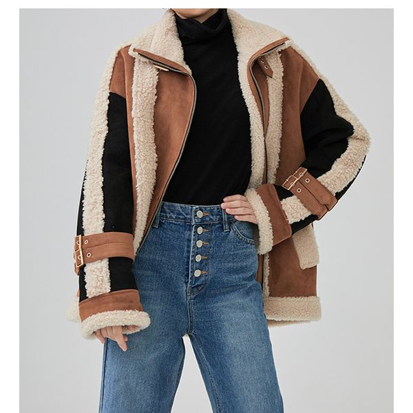 autumn winter2019 women chic casual loose vintage short biker jacket thick warm imitation double-faced fur leather jacket coat, Black
autumn winter2019 women chic casual loose vintage short biker jacket thick warm imitation double-faced fur leather jacket coat, Black