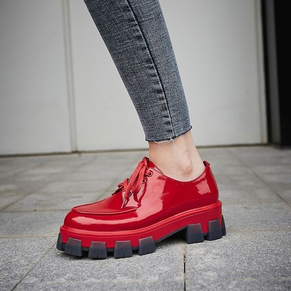 womens platform genuine leather lace up muffin chunky heel brogue riding fashion shoes match colors luxury black red d1017
womens platform genuine leather lace up muffin chunky heel brogue riding fashion shoes match colors luxury black red d1017