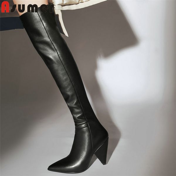 asumer 2020 new over the knee boots pointed toe zip genuine leathr boots black spike heels ladies autumn winer prom
asumer 2020 new over the knee boots pointed toe zip genuine leathr boots black spike heels ladies autumn winer prom