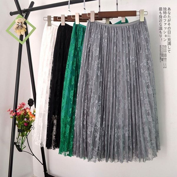 2019 spring new pleated lace long section skirt wild big long skirt mesh female natural a-line casual, Black
2019 spring new pleated lace long section skirt wild big long skirt mesh female natural a-line casual, Black