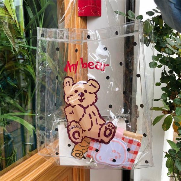 fashion girls transparent pvc jelly bag lovely cartoon bear reusable shopping bag women beach handbags summer large casual tote
fashion girls transparent pvc jelly bag lovely cartoon bear reusable shopping bag women beach handbags summer large casual tote
