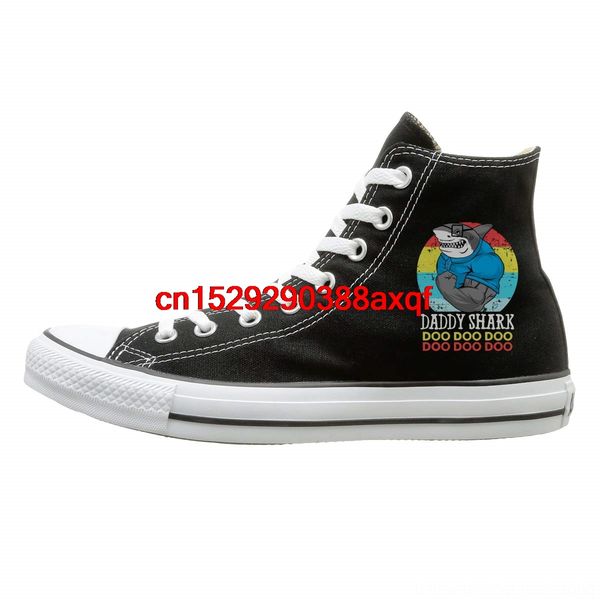 high-canvas sneaker daddy tshirt shark doo doo casual walking shoes for mens womens casual shoes, Black