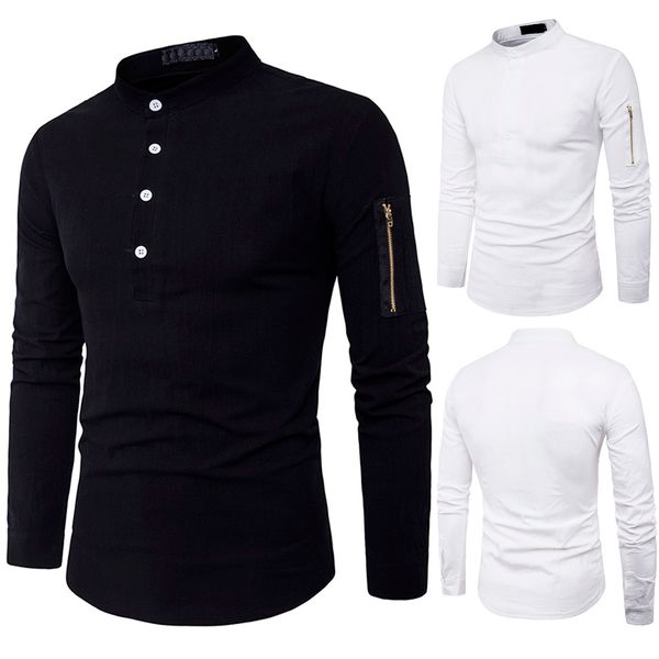 men's autumn casual stand collar mens shirts slim fit cotton long sleeve shirts drop shipping 0730, White;black
men's autumn casual stand collar mens shirts slim fit cotton long sleeve shirts drop shipping 0730, White;black