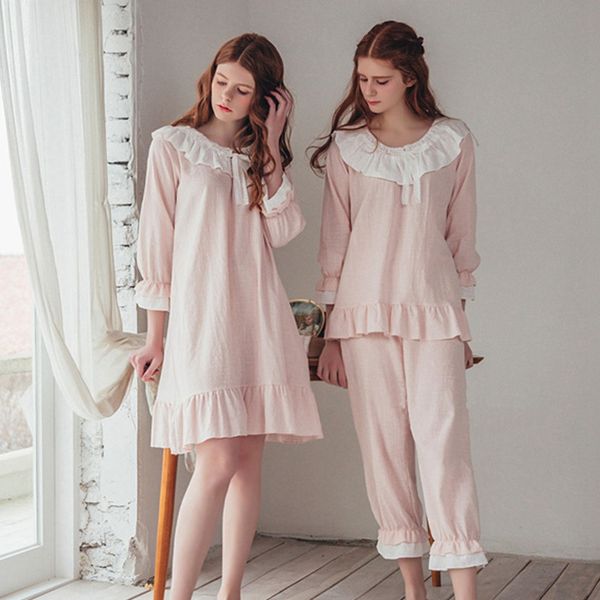 2018 new arrival mori girl style pajamas suit homewear falbala neck, Blue;gray
2018 new arrival mori girl style pajamas suit homewear falbala neck, Blue;gray