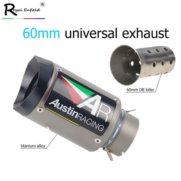 60mm inlet universal motorcycle ar austin racing exhaust muffler titanium alloy with db killer
60mm inlet universal motorcycle ar austin racing exhaust muffler titanium alloy with db killer