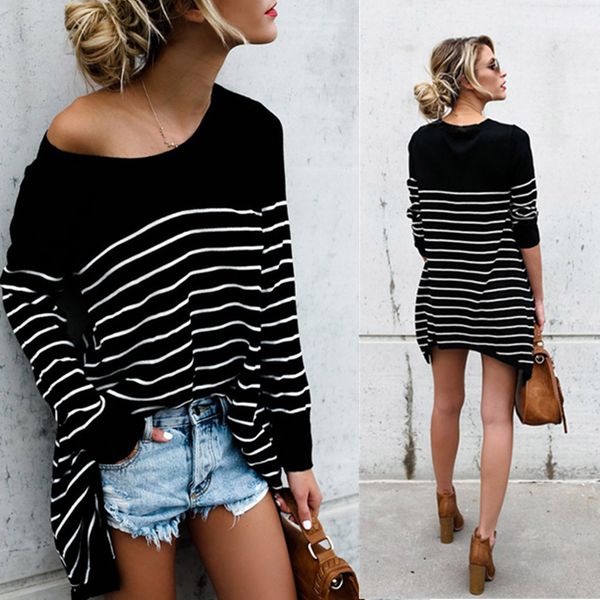 2 colors women's long-sleeved t-shirt 2019 fall winter new stripe splicing design casual cotton t shirt, White
2 colors women's long-sleeved t-shirt 2019 fall winter new stripe splicing design casual cotton t shirt, White