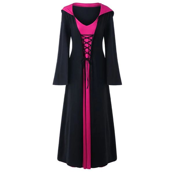 ladies casual maxi dress medieval vintage costume cosplay hooded lace up dresses, Black;gray
ladies casual maxi dress medieval vintage costume cosplay hooded lace up dresses, Black;gray