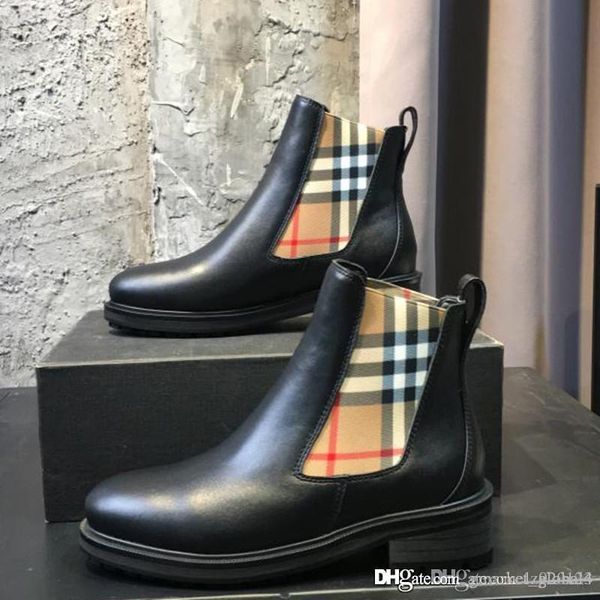 new women vintage check detail leather boots luxury designer shoes women's ankle boots fashion casual size 35-42 with box, Black
new women vintage check detail leather boots luxury designer shoes women's ankle boots fashion casual size 35-42 with box, Black