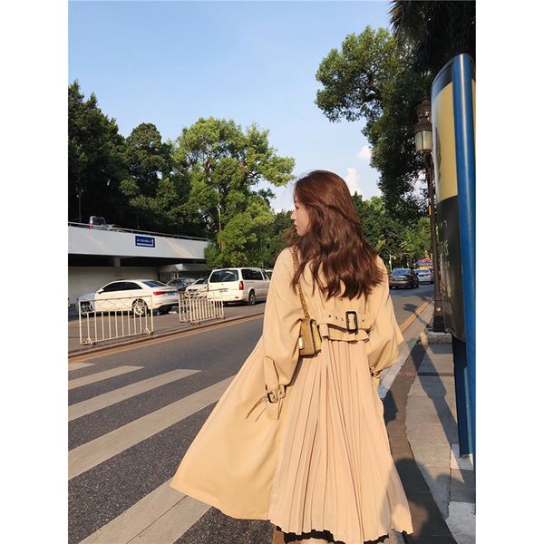 spring trench coat female 2019 long outwear women's thin chiffon splice coat loose overcoat woman fashion feminino windbreaker, Tan;black
spring trench coat female 2019 long outwear women's thin chiffon splice coat loose overcoat woman fashion feminino windbreaker, Tan;black