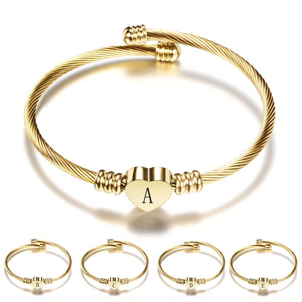 modyle gold color stainless steel heart shaped a-z letter bracelet bangle for woman dropshipping, Black
modyle gold color stainless steel heart shaped a-z letter bracelet bangle for woman dropshipping, Black
