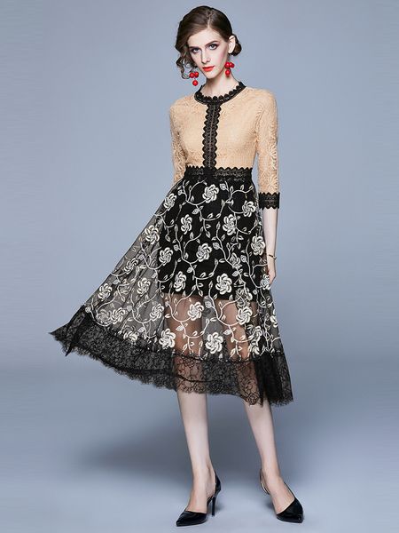 a line 2020 half sleeve luxury female lace long casual new spring fashion streetwear style patchwork elegant a-line women party dresses, Black;gray
a line 2020 half sleeve luxury female lace long casual new spring fashion streetwear style patchwork elegant a-line women party dresses, Black;gray