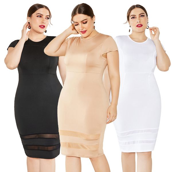 women's short sleeve middle dress casual style solid cotton bodycon bottom mesh stripes knee high dress slim dresses plus sizes, Black;gray
women's short sleeve middle dress casual style solid cotton bodycon bottom mesh stripes knee high dress slim dresses plus sizes, Black;gray